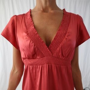 SALMON SILK, BCBG Blouse - SMALL